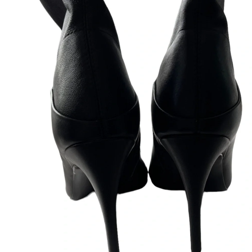 REISS Caia Over The Knee Leather Boots Black Pointed Toe Heel Women’s 8 Mob Wife
